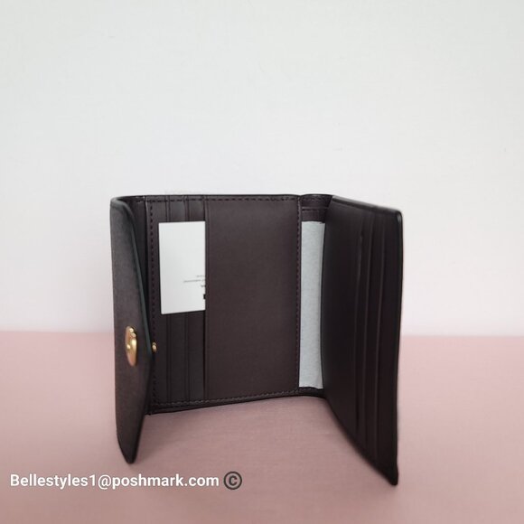 COACH Wyn Crossgrain Leather Small Leather Wallet- Black color - Picture 12 of 16